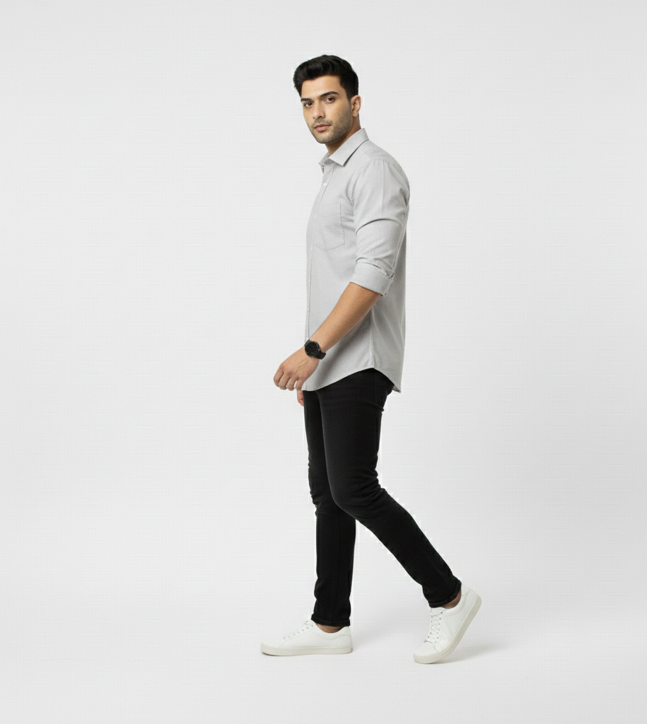 Men’s Grey Solid Shirt – Modern Everyday Essential