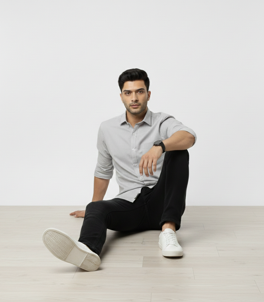 Men’s Grey Solid Shirt – Modern Everyday Essential