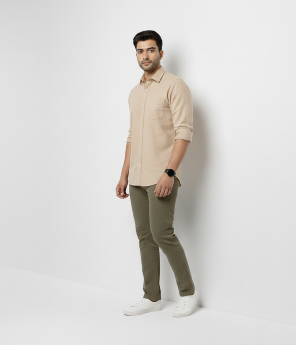 Beige Smart Casual Shirt