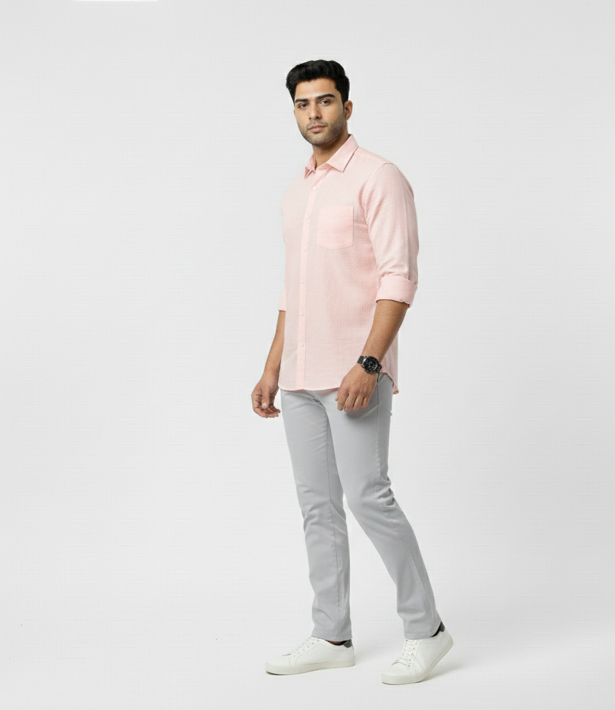 Men’s Pink Solid Shirt – Soft Smart Casual Style