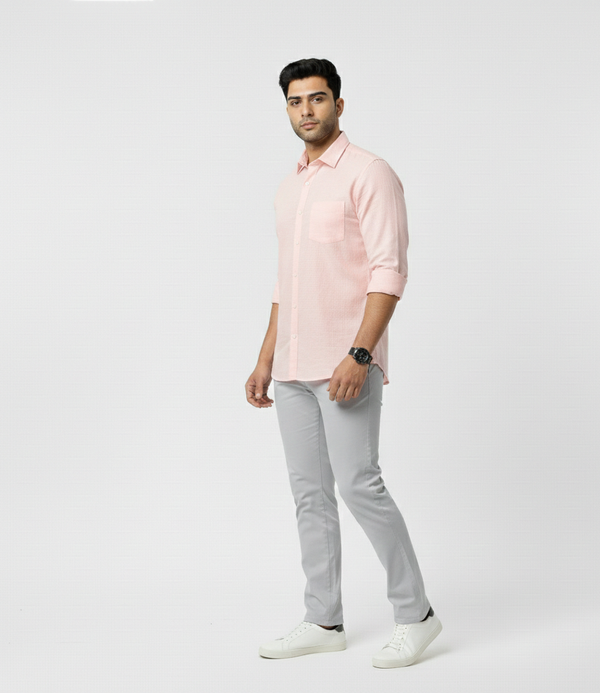 Men’s Pink Solid Shirt – Soft Smart Casual Style