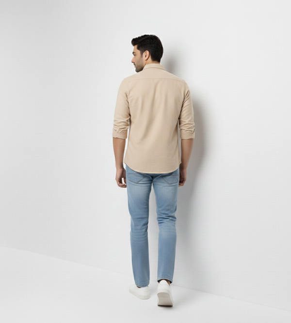Beige Smart Casual Shirt