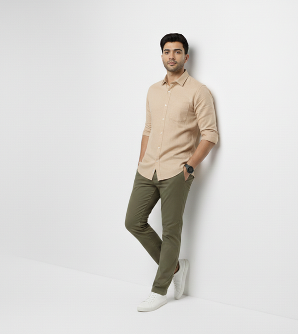 Beige Smart Casual Shirt