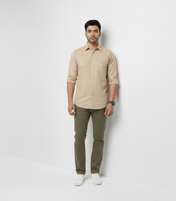 Beige Smart Casual Shirt