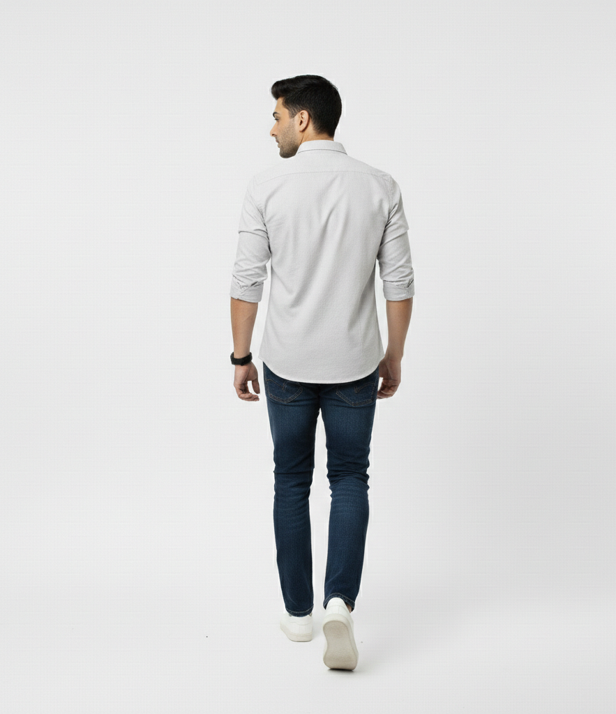 Men’s Grey Solid Shirt – Modern Everyday Essential
