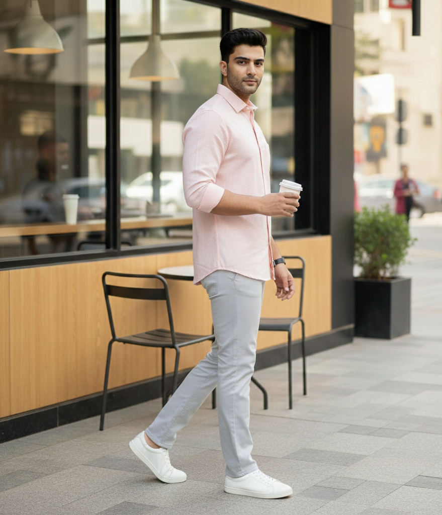 Men’s Pink Solid Shirt – Soft Smart Casual Style