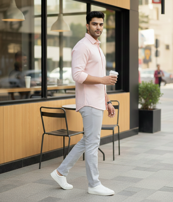 Men’s Pink Solid Shirt – Soft Smart Casual Style