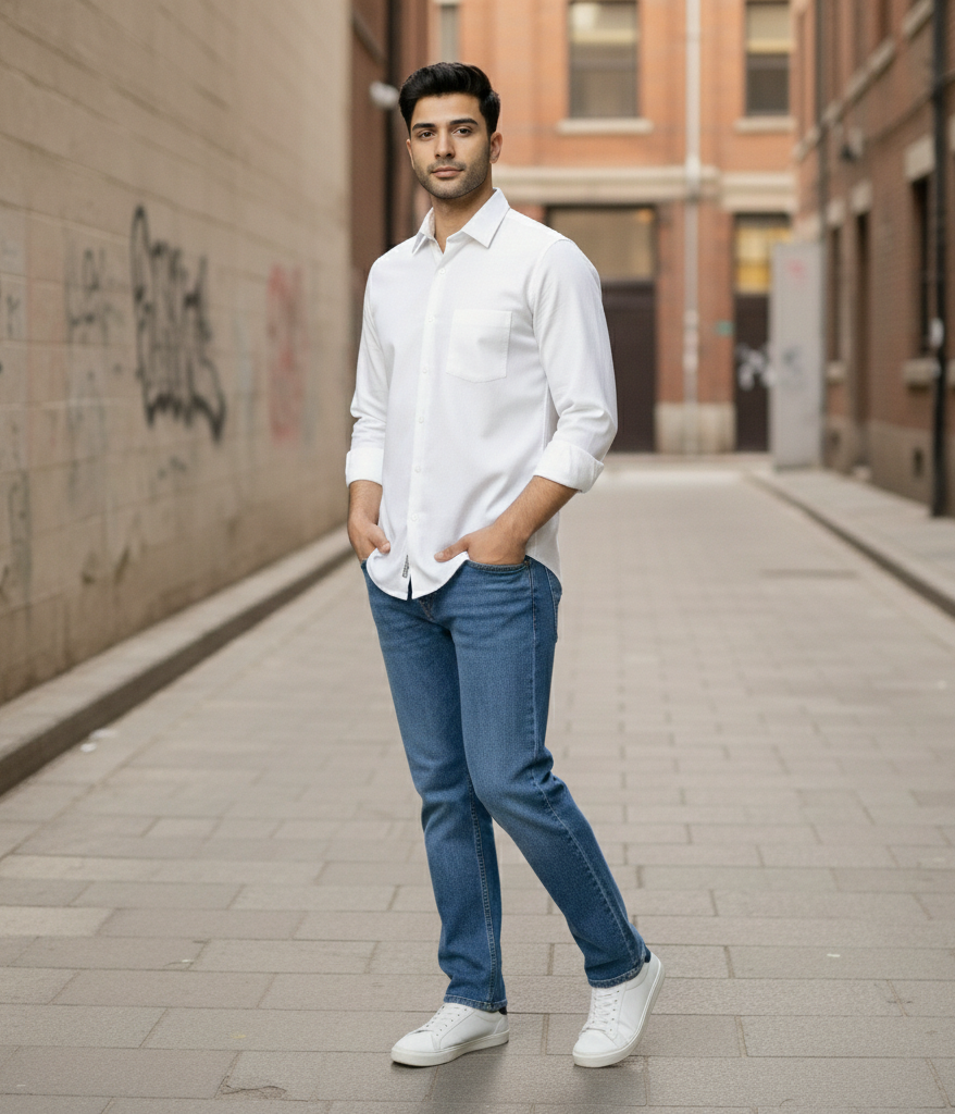 Men’s White Solid Shirt – Smart Formal & Casual Wear
