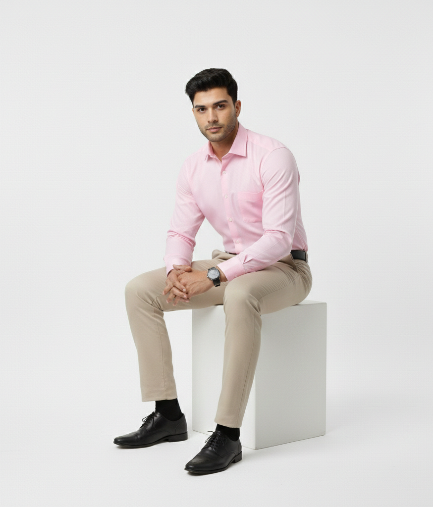Men’s Pink Solid Shirt – Soft Smart Casual Style