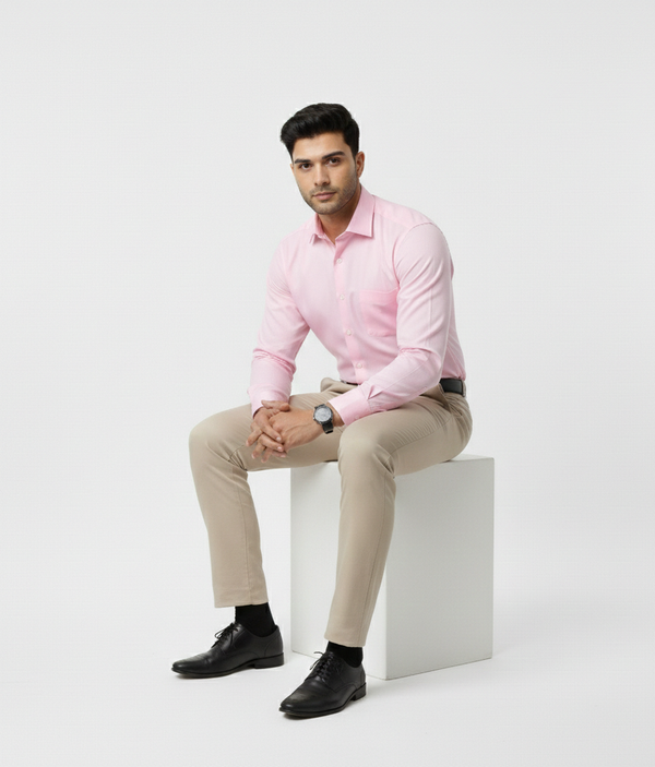 Men’s Pink Solid Shirt – Soft Smart Casual Style