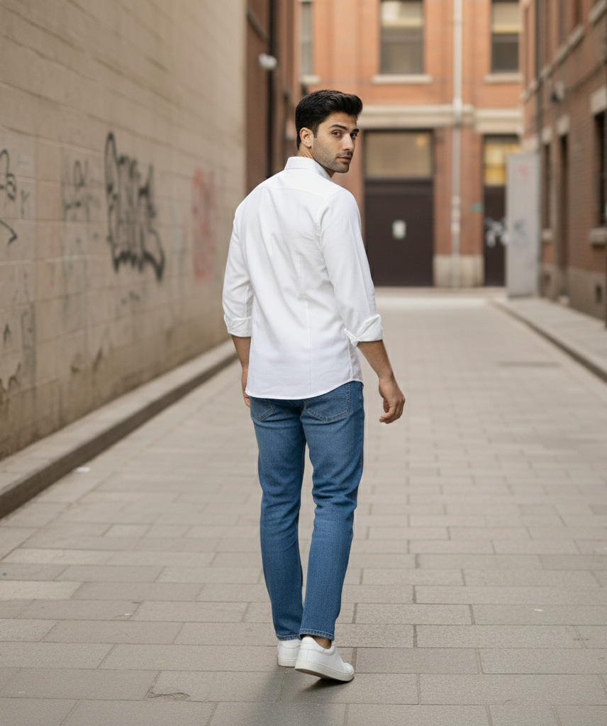 Men’s White Solid Shirt – Smart Formal & Casual Wear