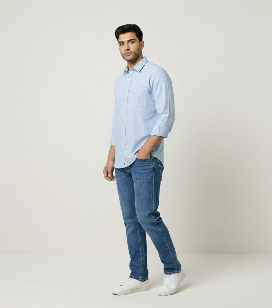 Men’s Light Blue Solid Shirt – Office Casual Wear