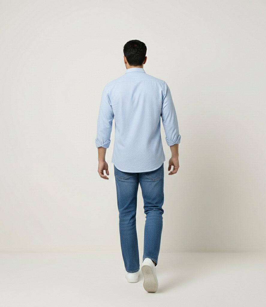 Men’s Light Blue Solid Shirt – Office Casual Wear