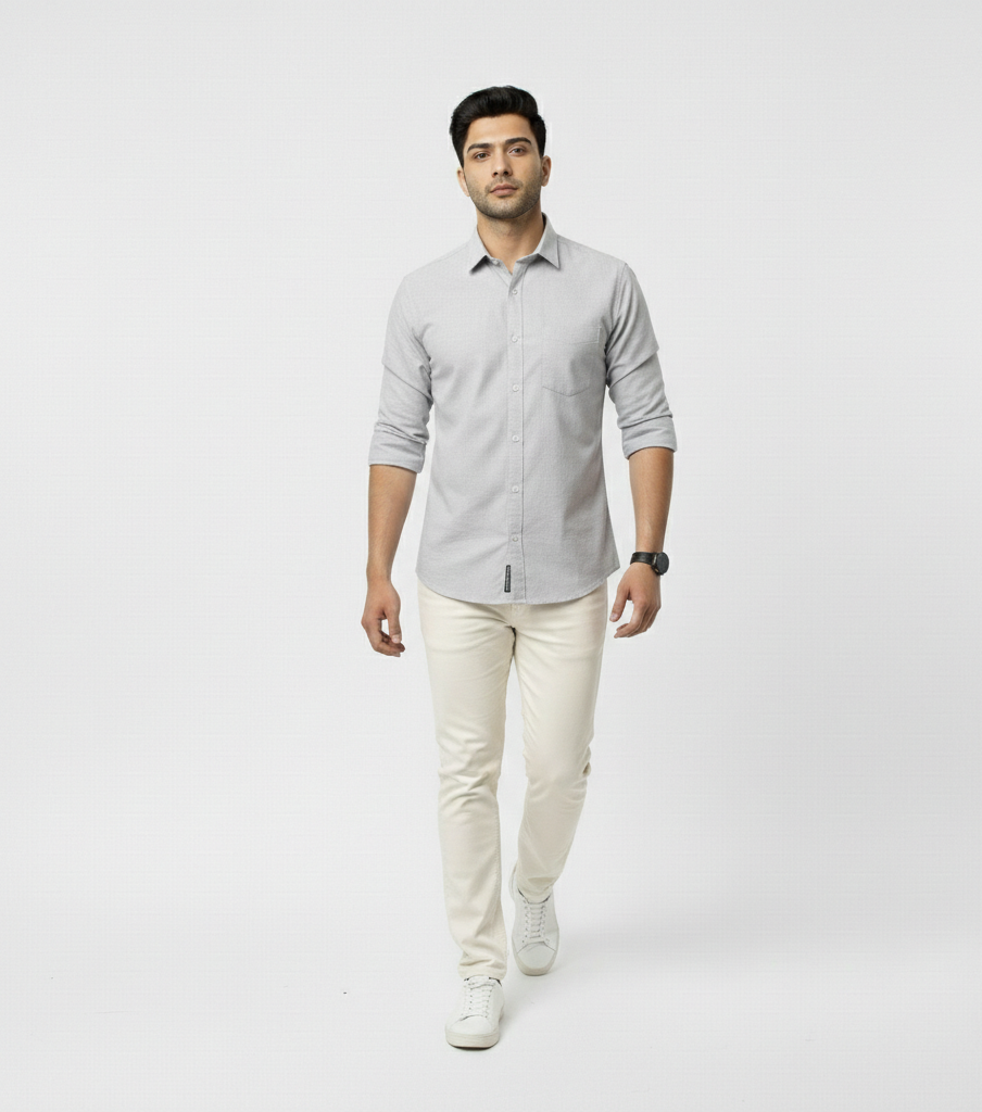 Men’s Grey Solid Shirt – Modern Everyday Essential