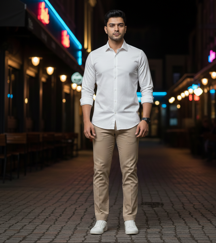 Men’s White Solid Shirt – Smart Formal & Casual Wear