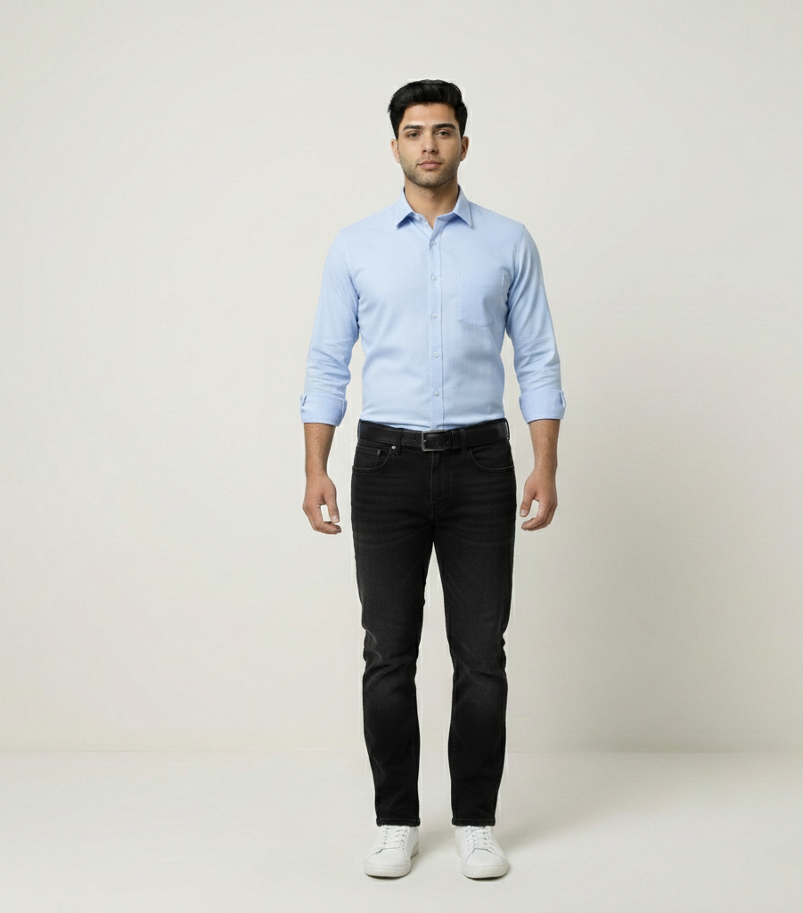 Men’s Light Blue Solid Shirt – Office Casual Wear