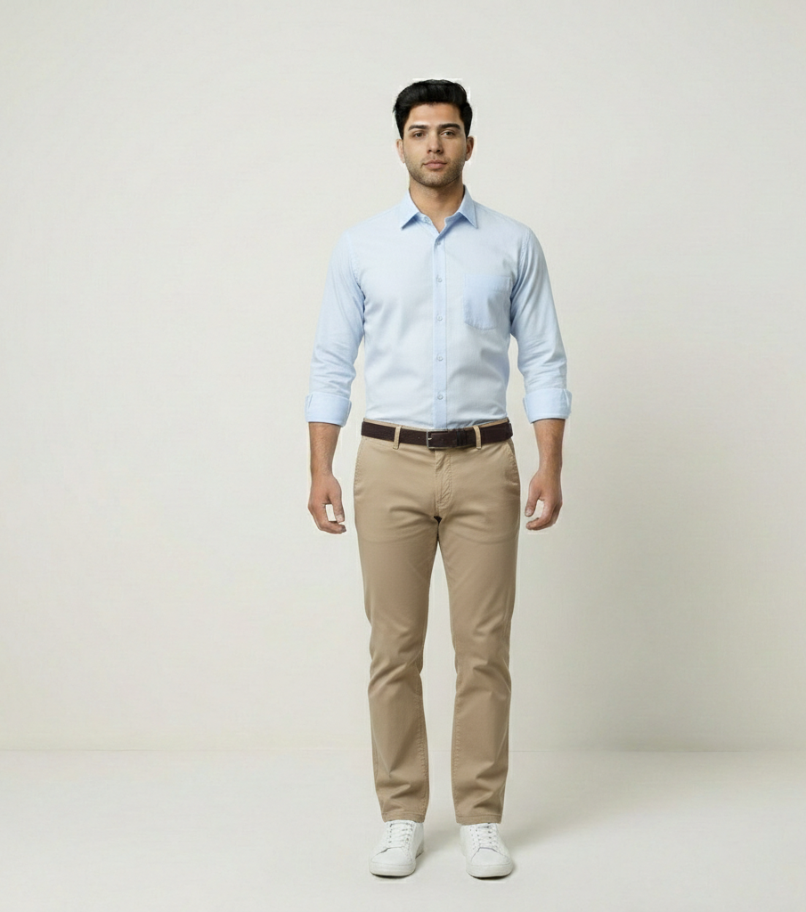 Men’s Light Blue Solid Shirt – Office Casual Wear