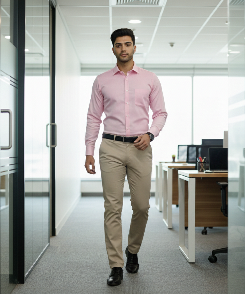 Men’s Pink Solid Shirt – Soft Smart Casual Style
