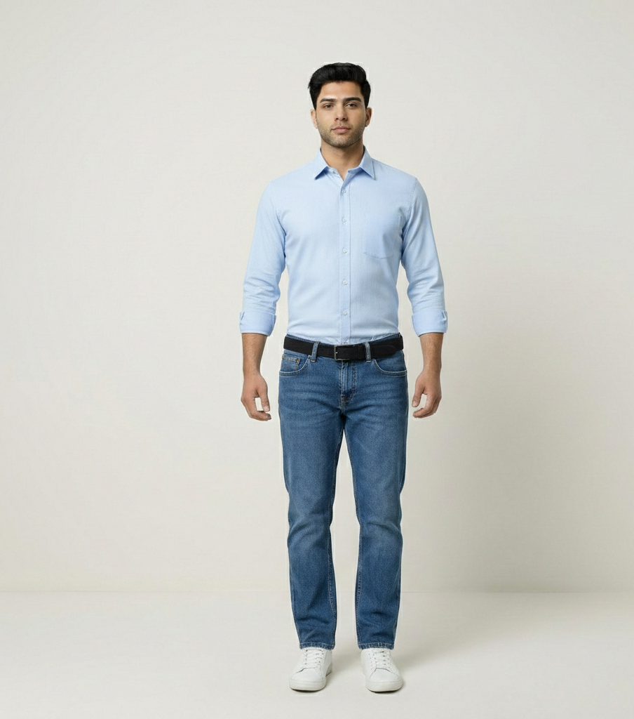 Men’s Light Blue Solid Shirt – Office Casual Wear