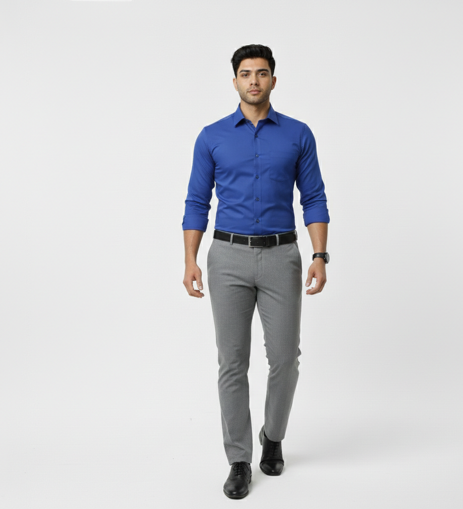 Men’s Royal Blue Solid Shirt – Smart Casual Everyday Wear