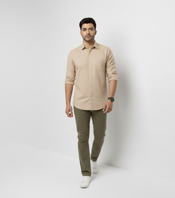 Beige Smart Casual Shirt