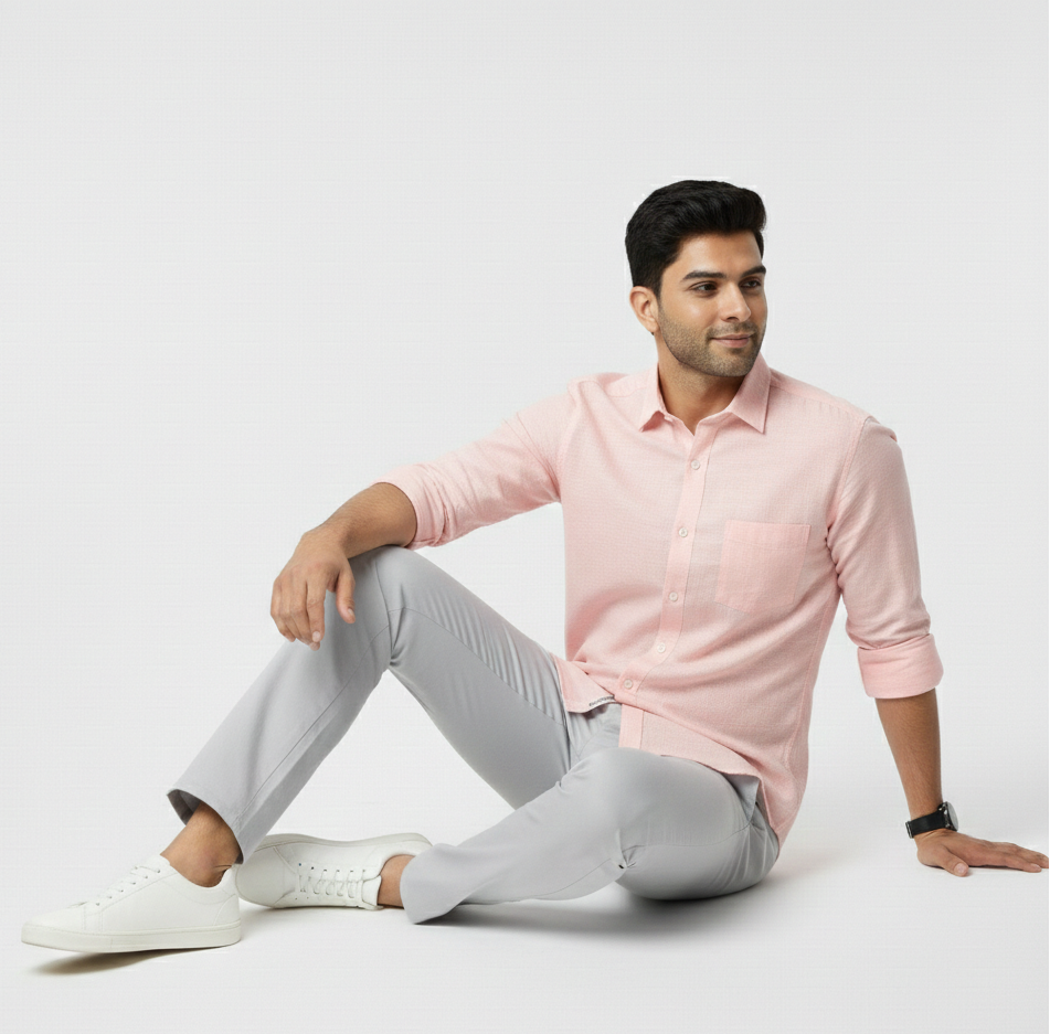 Men’s Pink Solid Shirt – Soft Smart Casual Style