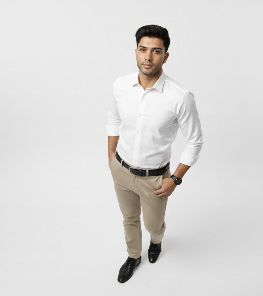 Men’s White Solid Shirt – Smart Formal & Casual Wear