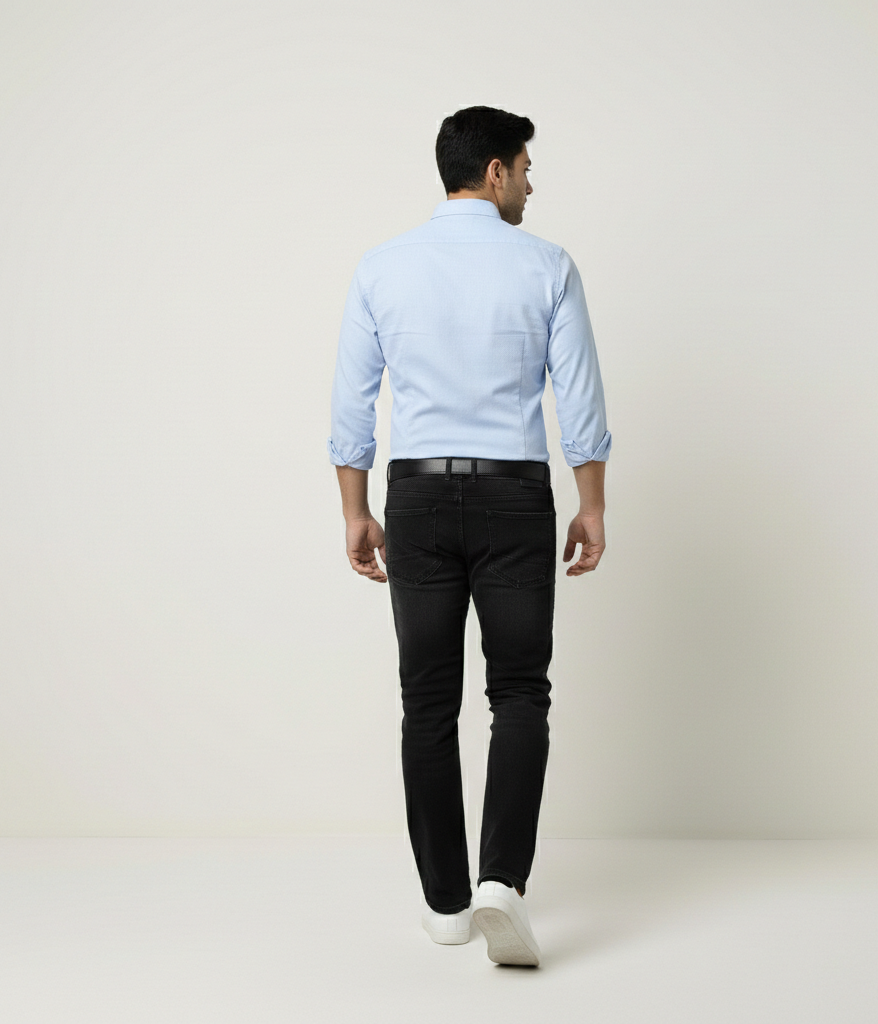 Men’s Light Blue Solid Shirt – Office Casual Wear