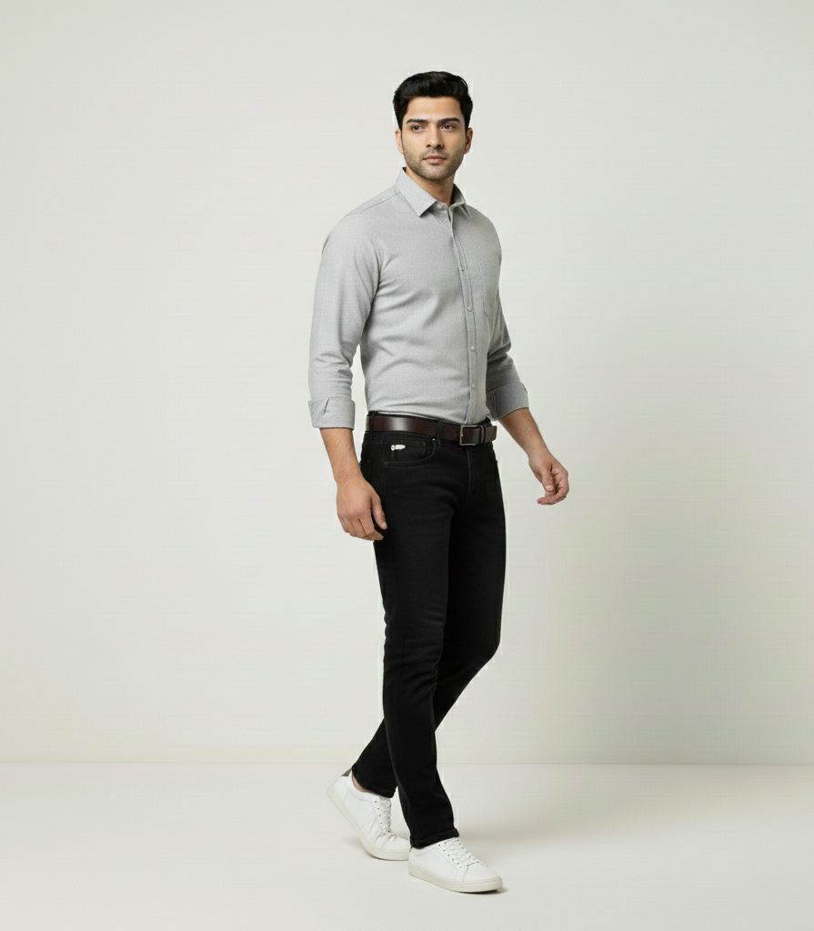 Men’s Grey Solid Shirt – Modern Everyday Essential