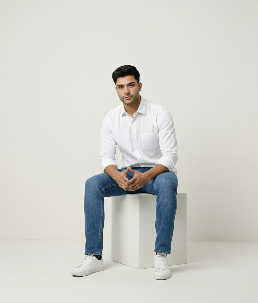 Men’s White Solid Shirt – Smart Formal & Casual Wear