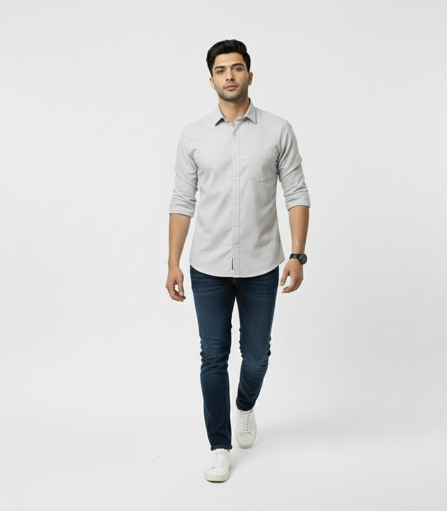 Men’s Grey Solid Shirt – Modern Everyday Essential