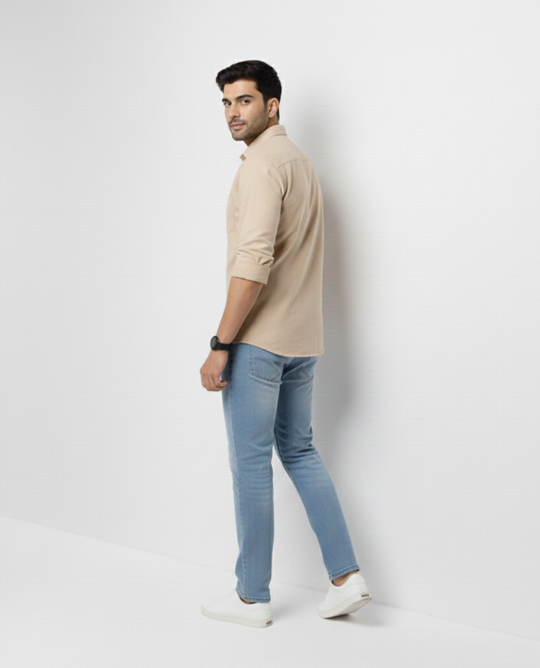 Beige Smart Casual Shirt