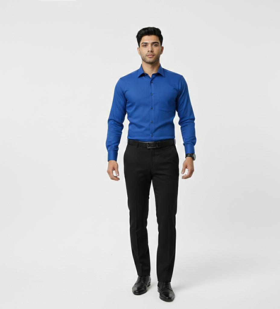 Men’s Royal Blue Solid Shirt – Smart Casual Everyday Wear
