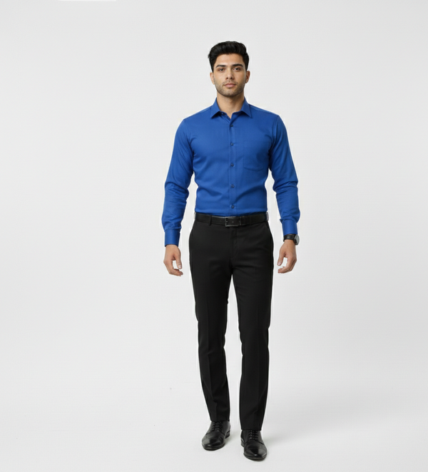 Men’s Royal Blue Solid Shirt – Smart Casual Everyday Wear