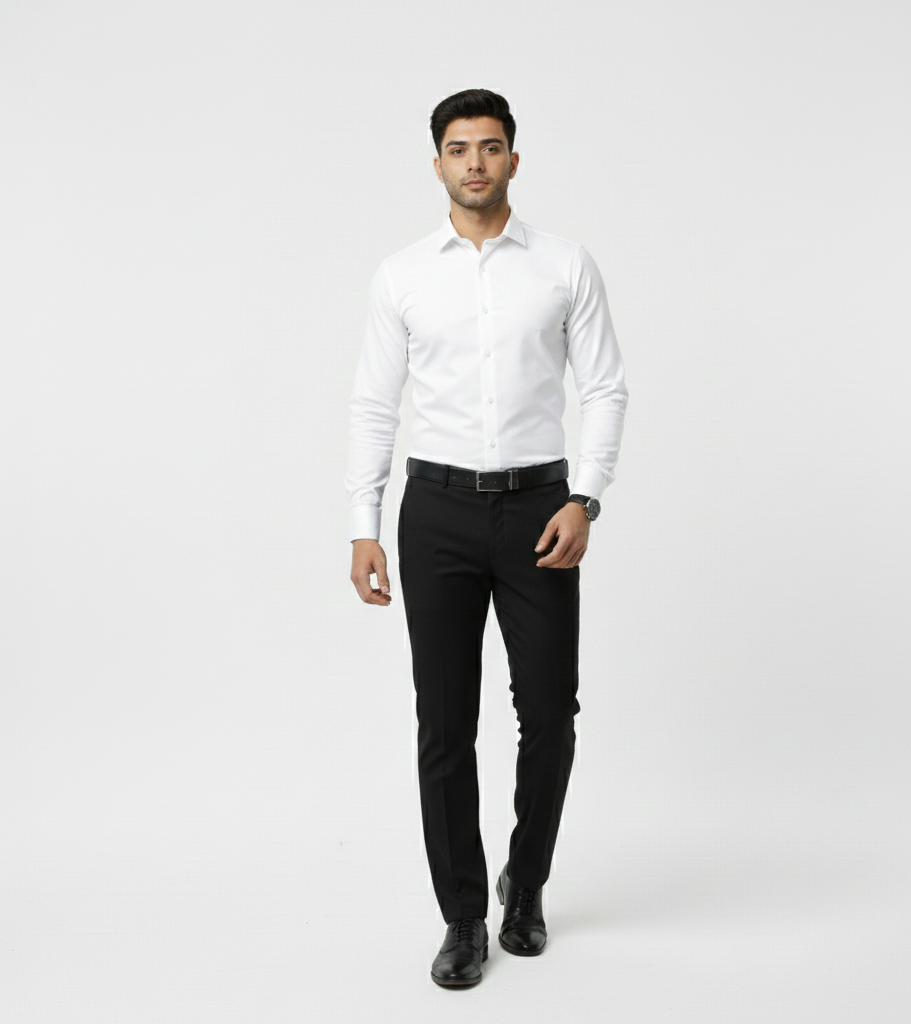 Men’s White Solid Shirt – Smart Formal & Casual Wear