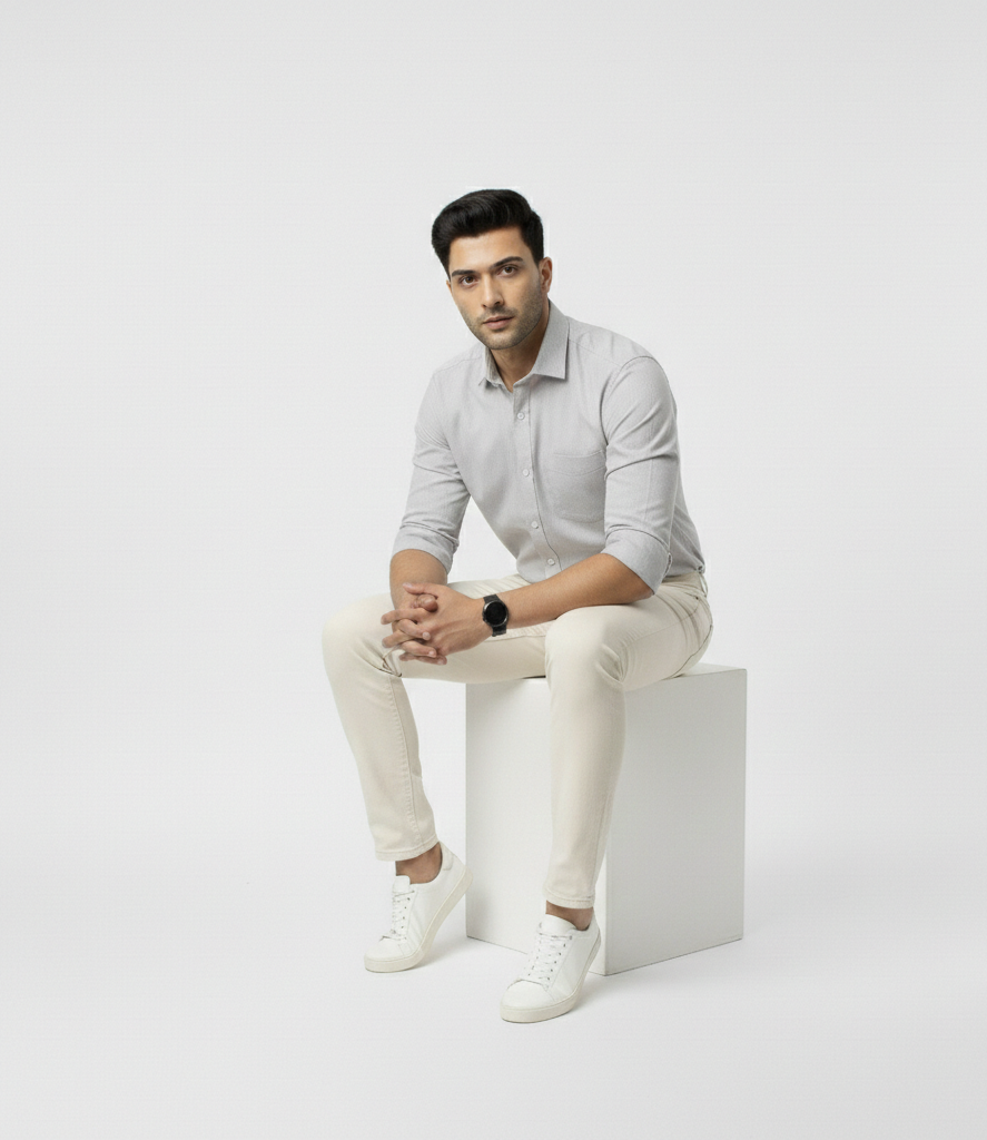 Men’s Grey Solid Shirt – Modern Everyday Essential