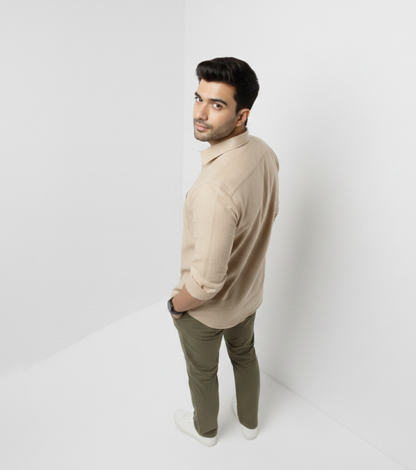 Beige Smart Casual Shirt