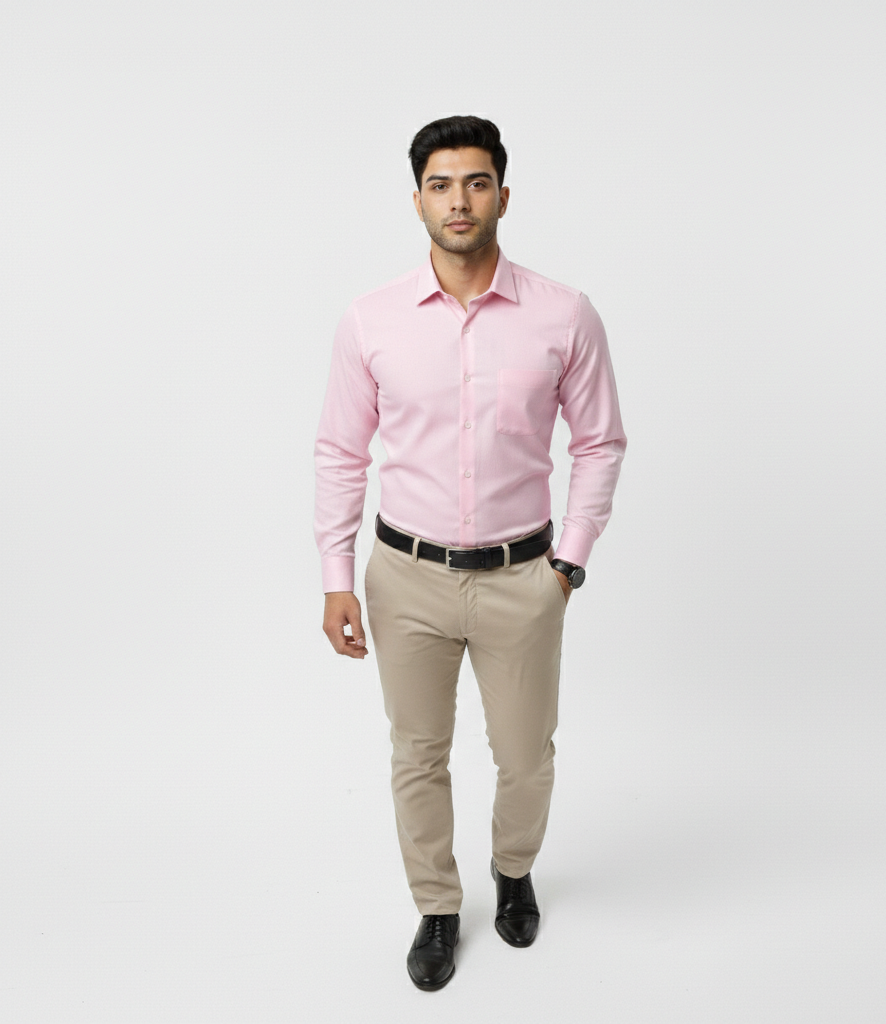 Men’s Pink Solid Shirt – Soft Smart Casual Style
