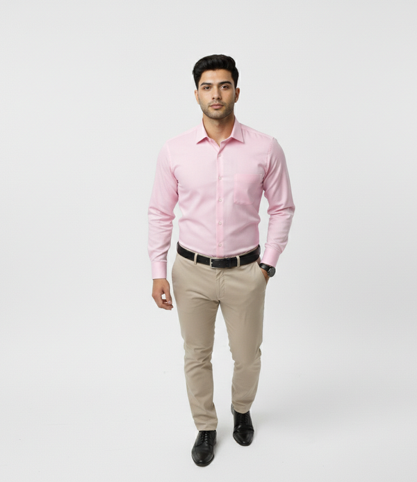 Men’s Pink Solid Shirt – Soft Smart Casual Style