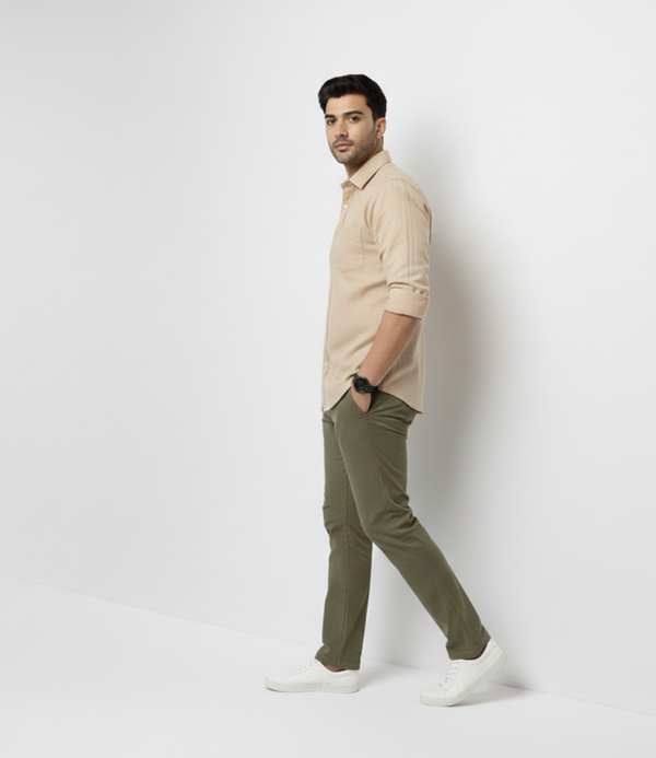 Beige Smart Casual Shirt