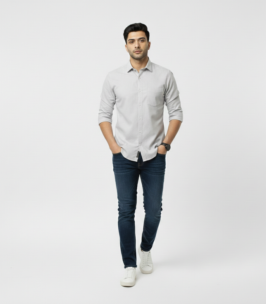 Men’s Grey Solid Shirt – Modern Everyday Essential