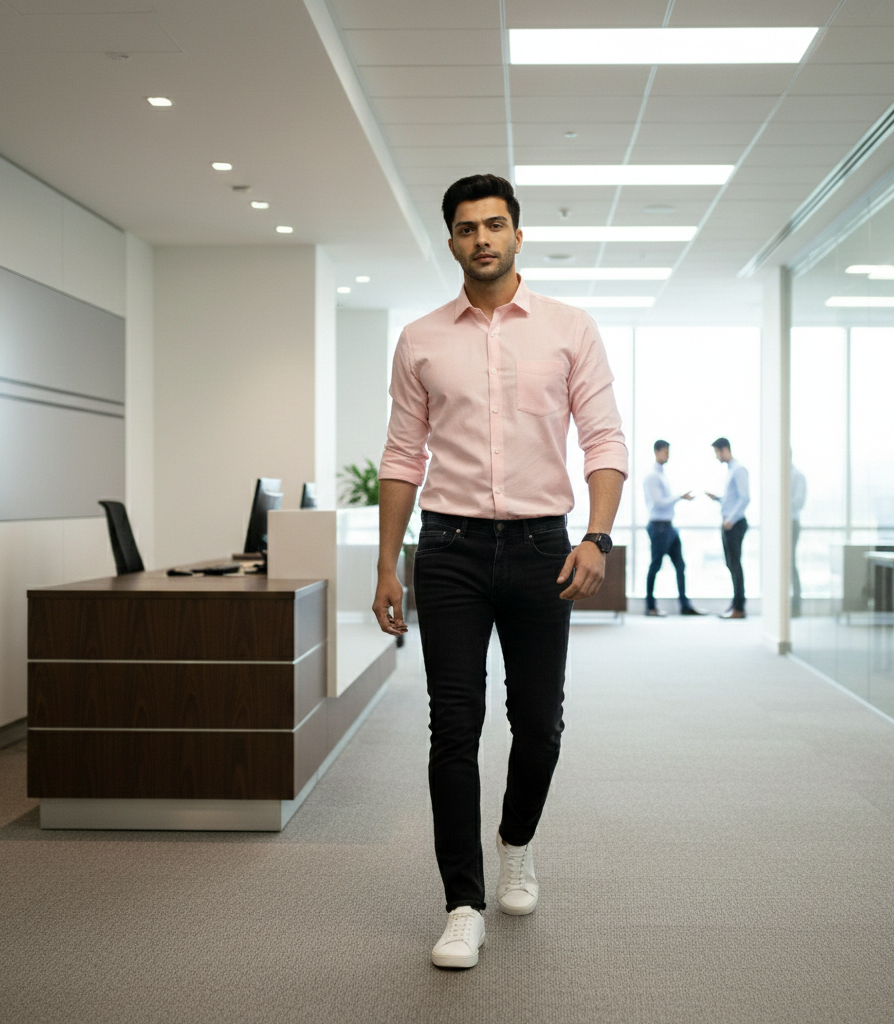Men’s Pink Solid Shirt – Soft Smart Casual Style