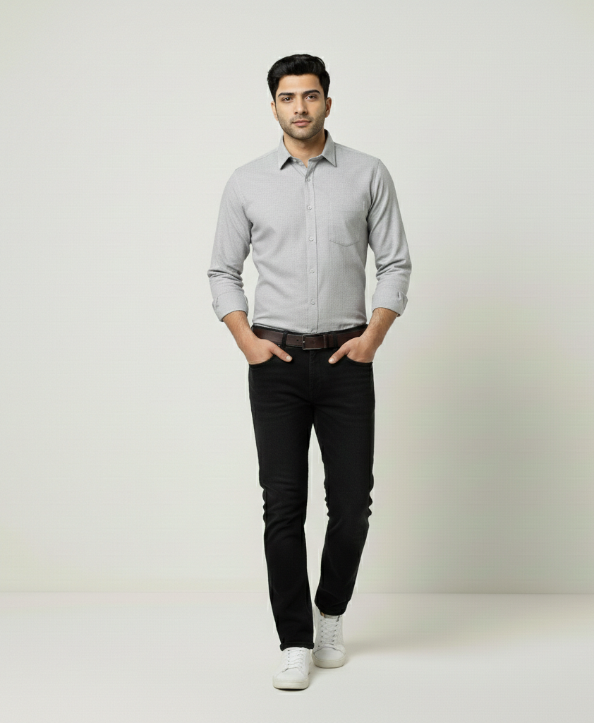 Men’s Grey Solid Shirt – Modern Everyday Essential