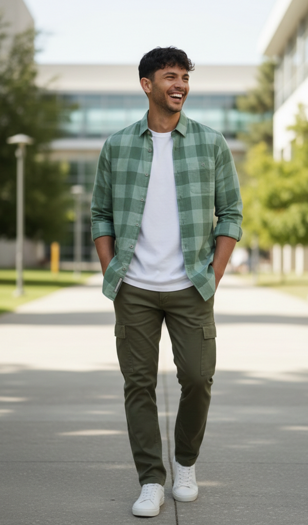 Mint Green Tonal Check Smart Casual Shirt