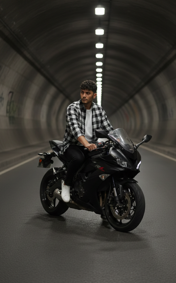 Monochrome Check Smart Casual Shirt – Black & White