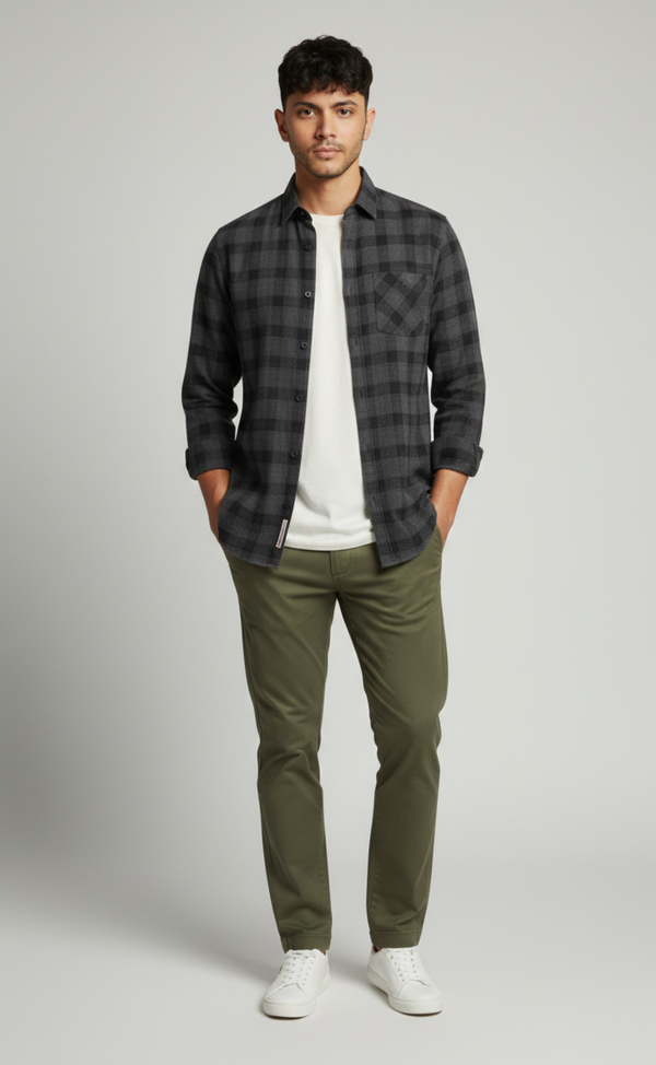 Black Checked Smart Casual Shirt