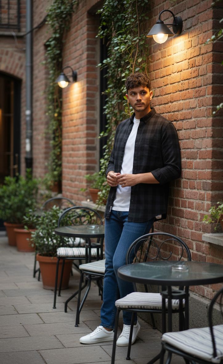 Black Checked Smart Casual Shirt