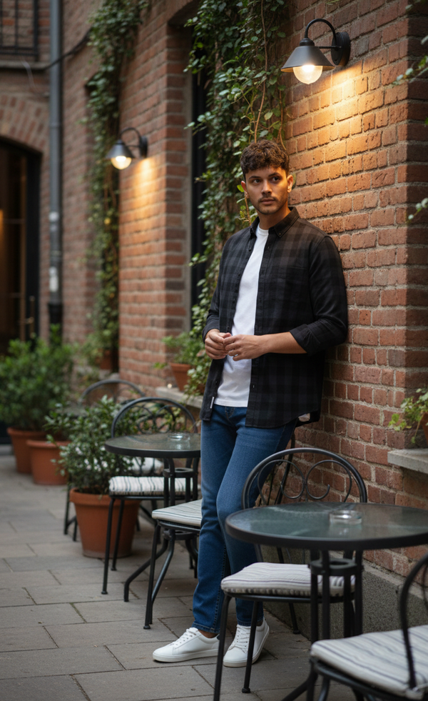 Black Checked Smart Casual Shirt