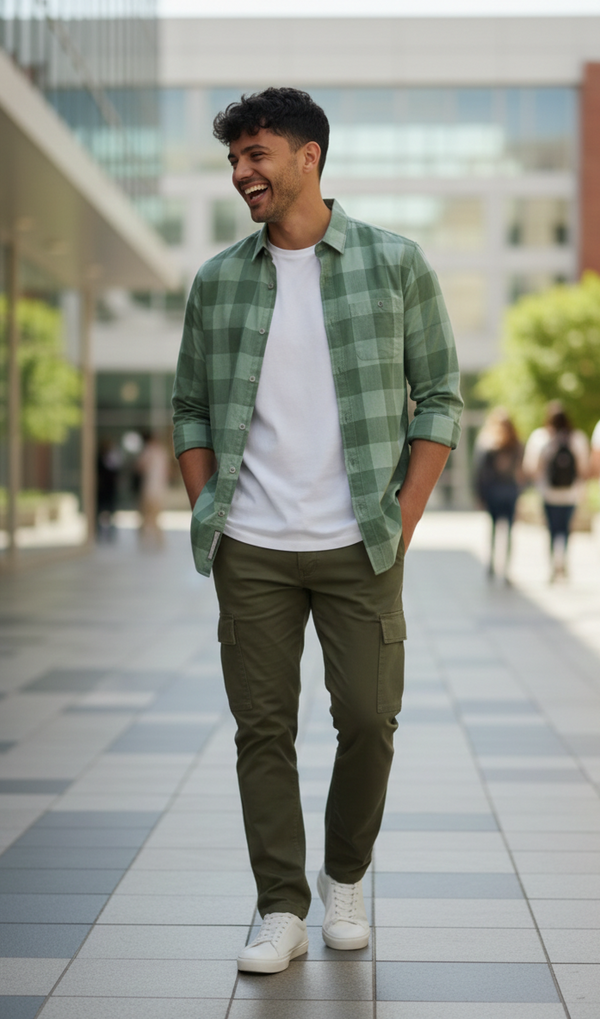 Mint Green Tonal Check Smart Casual Shirt