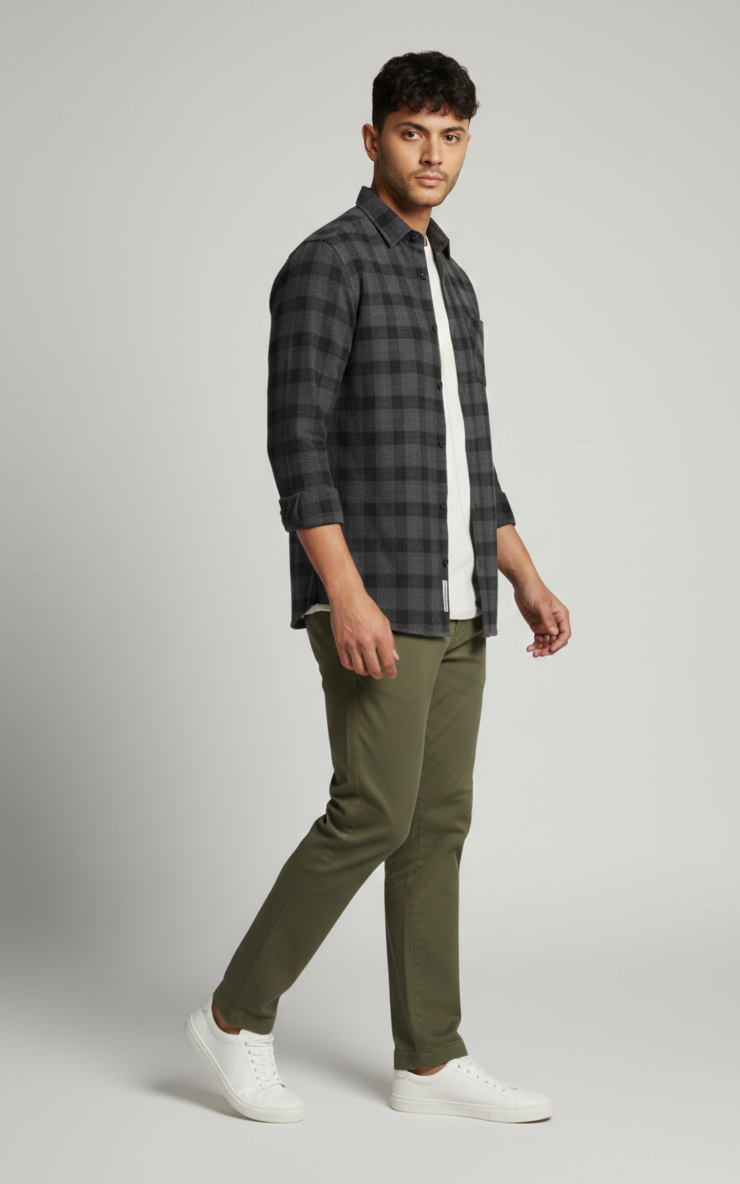 Black Checked Smart Casual Shirt